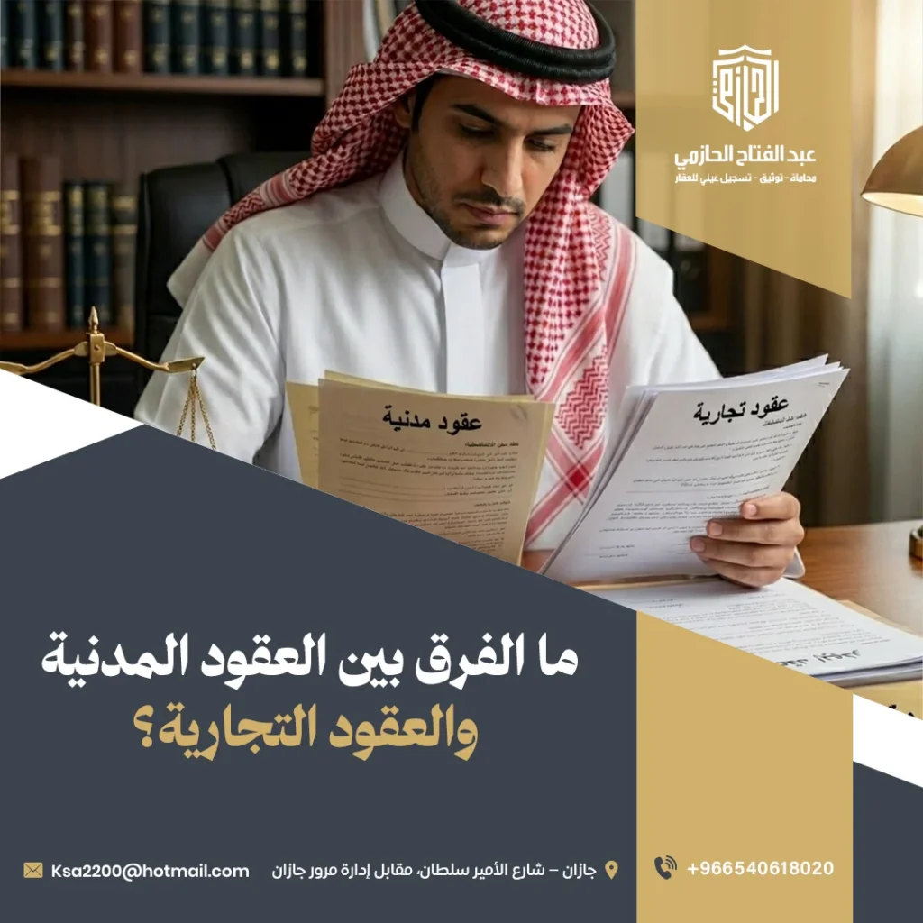 الفرق بين العقود المدنية والعقود التجارية